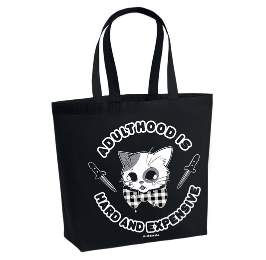 Maxi Totebag - "Adulthood is Hard And Expensive" Dark Version